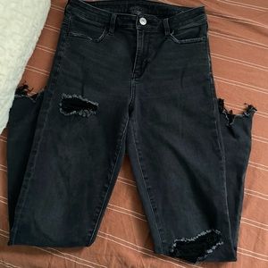 Black Distressed American Eagle Jeans